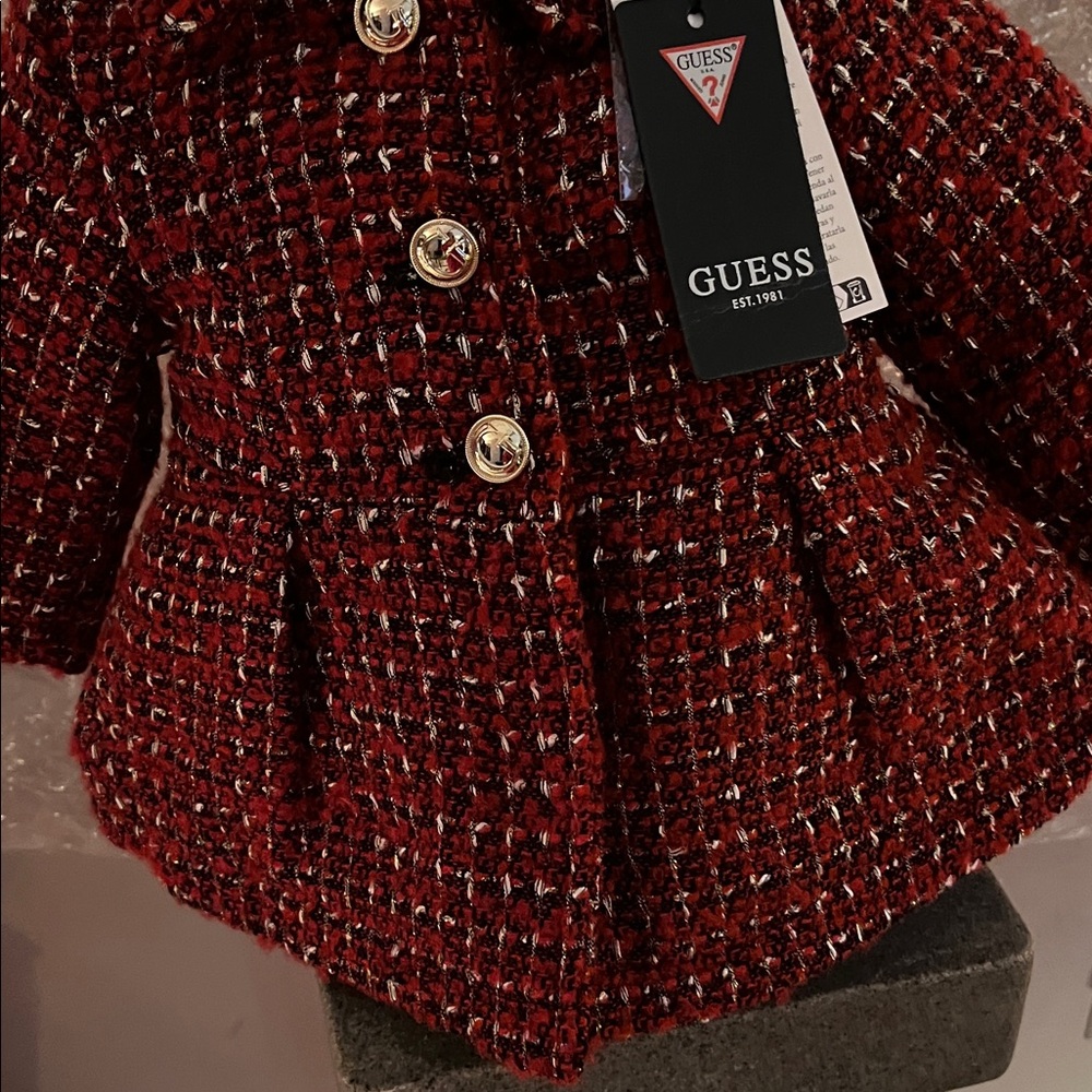 Guess Red Pea Coat for Kids - Picture 4 of 12
